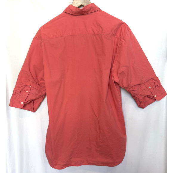 Scotch & Soda Womens Button Blouse Size L Salmon Puff Sleeve Preppy Golf Resort - Picture 7 of 11